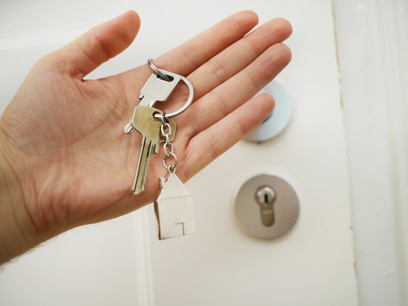 House keys in female hand